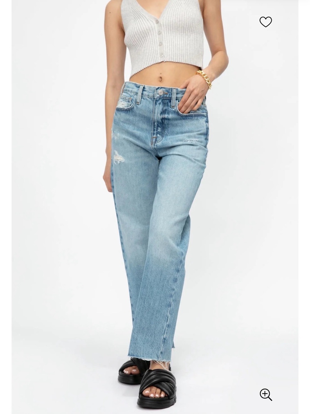 FRAME Le Jane Light Blue High-Rise Straight Jeans - Size 27
